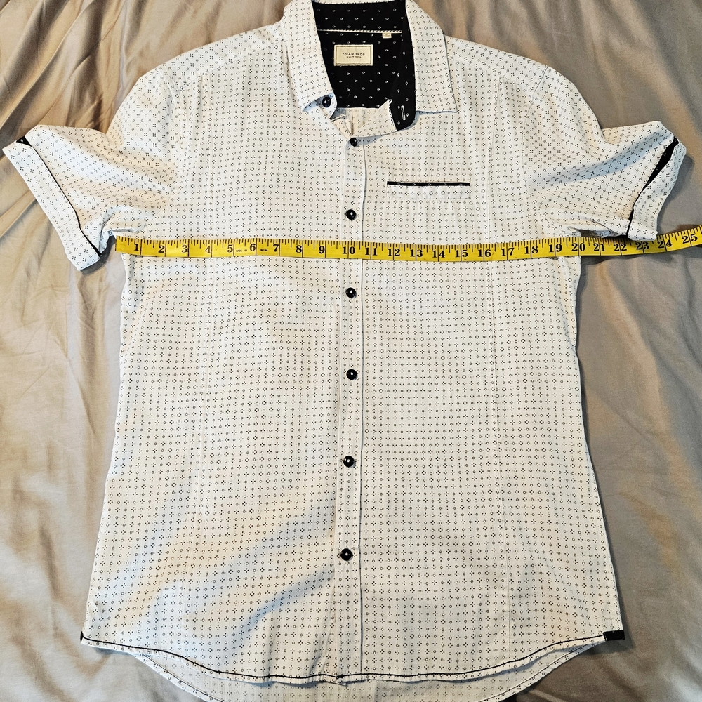 Men's White Patterned Short Sleeve Shirt